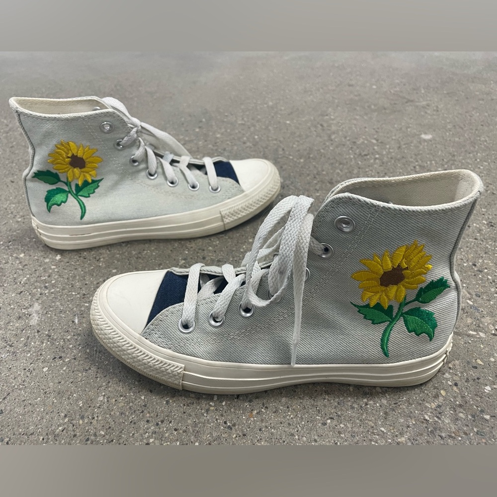 Vintage Denim Hi Top Sunflower Converse Sneakers